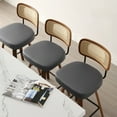 thumbnail image 3 of Swivel Counter Height Bar Stools, Set of 4, 29" Upholstered PU Leather Barstools with Back Wood Legs, Mid Century Modern Bar Chair Island Stool for Kitchen Counter, Gray, 3 of 10
