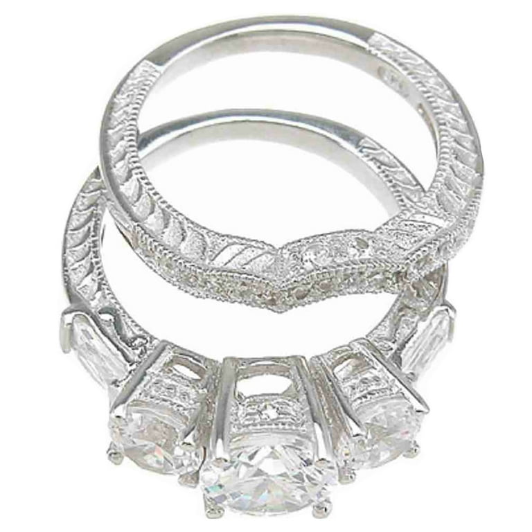 LaRaso Co 3 Carat TW Vintage Style CZ Wedding Rings Set for Women
