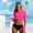Hot Pink, variant on Women's 2 Piece Long Sleeve Rash Guard Swimsuit UPF 50+ Cropped Rashguard Top with High Waisted Bottom Athletic Swimwear for Surfing Diving Gray XXL