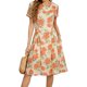 thumbnail image 1 of Vestido de Manga Corta Midi Manga Corta Vestido de Otoño, Elegante de la Gasa de la Mujer Cuello Redondo Impreso Ocasional de Verano de la Playa, 1 of 7