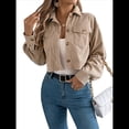 thumbnail image 2 of Chaquetas de de Larga para Mujer, de Algodón, con Solapa y Botones, para Otoño, para Exteriores, Abrigos Lisos de Moda. Caqui L, 2 of 10