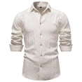 thumbnail image 6 of Mens 100% Cotton Oxford Shirt Long Sleeve formal Cuba Dress Shirts for Men Button Down Work Casual Shirt Size 2XL Beige, 6 of 6