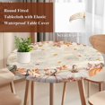 thumbnail image 4 of Pink Orange Pumpkins Fall Round Tablecloth, Fitted Table Cover with Elastic for 55"-60" Round Tables, Thanksgiving Leaves Floral Autumn Table Cloth Outdoor Indoor Dinning Party Waterproof Tablecloths, 4 of 7
