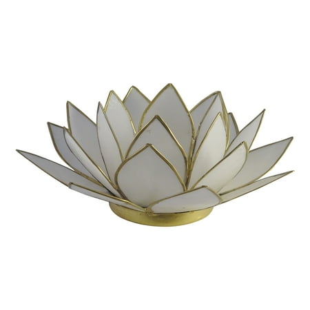 Decorated Candle Holders The Crabby Nook Lotus Tea Light Candle Holder Capiz Shell Decorating Accent Home Decor (White) ()