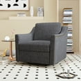 thumbnail image 6 of Swivel Accent Chair, Paproos Linen Upholstered Armchair, 31’’Wide 360 Degree Swivel Barrel Chair with Cushions & Nailhead Trim, Comfy Reading Chair Club Sofa Chair for Living Room Bedroom， Dark Gray, 6 of 8