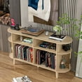 thumbnail image 4 of Record Player Stand with Charging Station, Vinyl Record Storage Cabinet, Mid-Century Modern Turntable Stand for Living Room, Oak Color, 4 of 9
