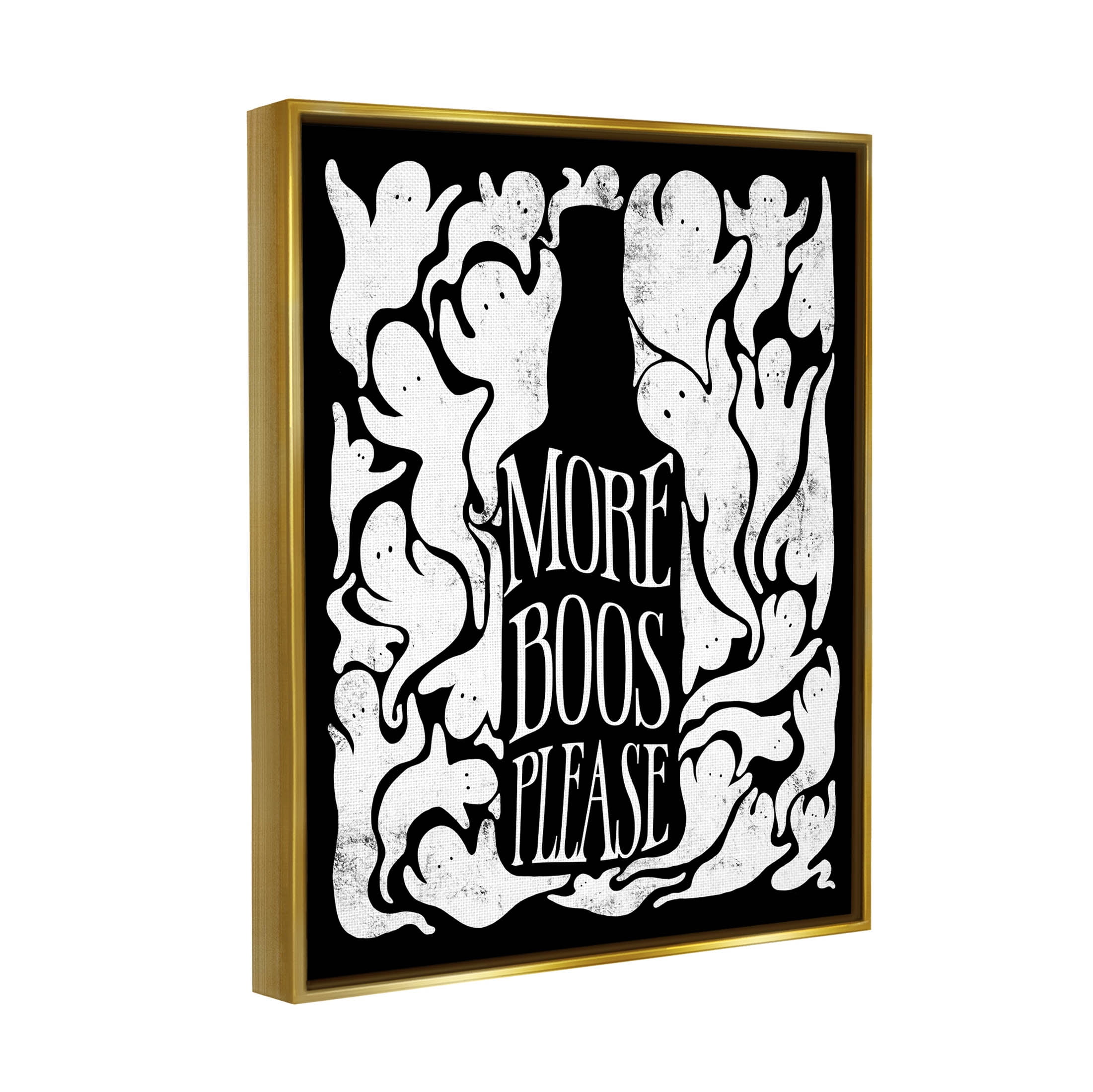 Stupell Industries More Boos Please Funny Liquor Graphic Art Metallic Gold Floating Framed Canvas Print Wall Art, Design by Lil' Rue