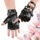 thumbnail image 5 of Guantes de mujer Salvador de cuero PU gótico punk con remaches rendimiento broche a presión negro, 5 of 5