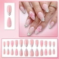 thumbnail image 3 of 24PCS Polka Dot French Tip Press on Nails Medium Almond Handmade Nails Press on 3D Unique Reusable ABS Acrylic Fake Nails French Tip False Nails with Polka Dots Flower Designs Glossy Glue on Nail, 3 of 7