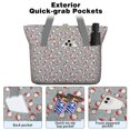 thumbnail image 2 of Tote Bag for Women - Gray Christmas Santa Pattern Shoulder Bag - Large Utility Work Duffle Bag with Zipper Handbag for Travel, Work, Sprots, 2 of 5