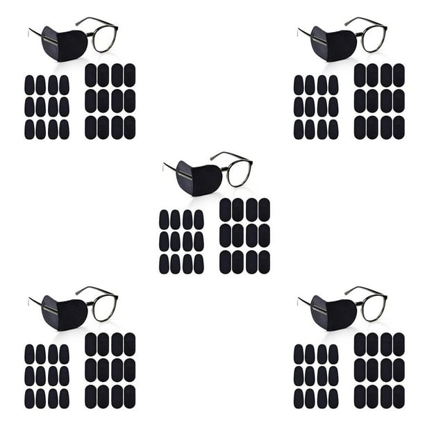 Juego de 24 Uds parches oculares Jumpingount para niños Telas negras reutilizables ambliopía