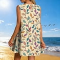 thumbnail image 5 of Gamivast Dresses for Women Sleeveless Crew Neck Loose Fit Shift Mini Dress Leaf Floral Print Ruffle Hem Flowy Comfy Casual Beach Vacation Summer Dresses, 5 of 7