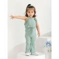 thumbnail image 4 of Infant Baby Girl Clothes Solid Jumpsuit Sleeveless Ruffle Halter Bodysuit Bell-Bottoms Pants Outfits Set Green 12-18 Months, 4 of 6