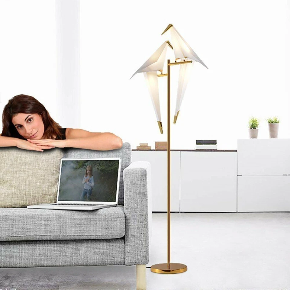 AFANQI Double Crane Iron LED Lights Origami Swing Bird Bedroom Living Room Floor Lamps