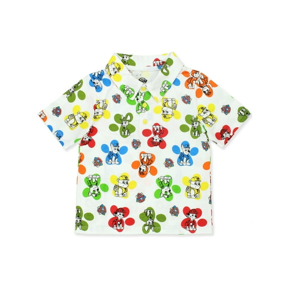 Paw Patrol Paw Print Toddlers Polo Collared Short Sleeve Tee Shirt PWB180SS