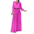 thumbnail image 3 of AGWOLF Womens Cocktail Jumpsuits Sparkly Sequin Deep V Neck Rompers with Belt Baggy Wide Leg Long Pants Pantsuits for Evening Concert Party Hot Pink XXXL, 3 of 7