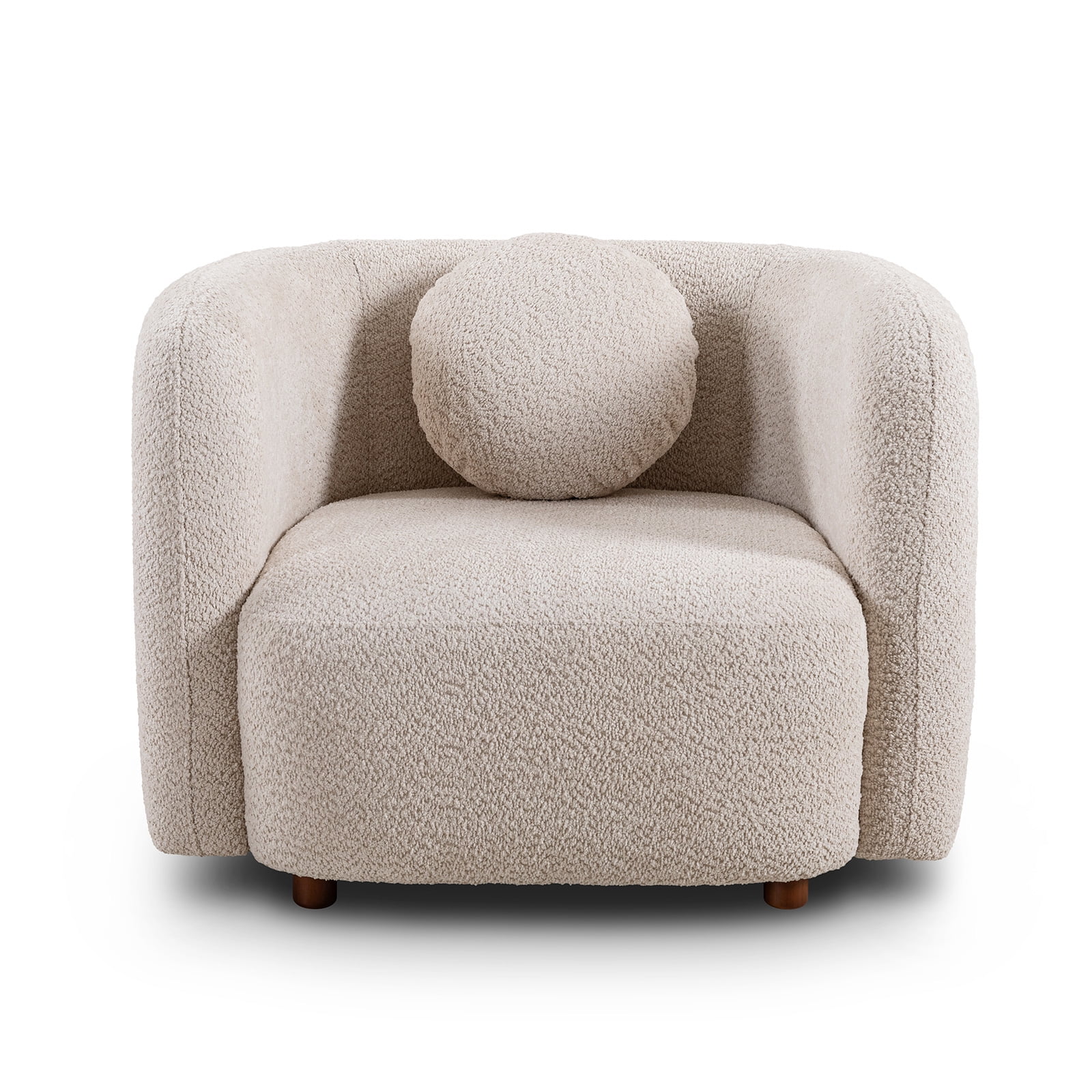 MAYEERTYAccent Square Sofa Chair, Boucle Fabric Upholstered Single Cloud Couch Chair, Japandi Style Armchair for Living Room, 1 Seater Sofa