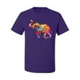thumbnail image 2 of Wild Bobby, Colorful Walking Good Luck Elephant Animal Lover Men's Graphic T-Shirt, Purple, 4XL, 2 of 3