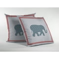 thumbnail image 2 of Light Elephant Indoor/Outdoor Fabric Pillow in Blue and Pink on White 26x26, 2 of 5