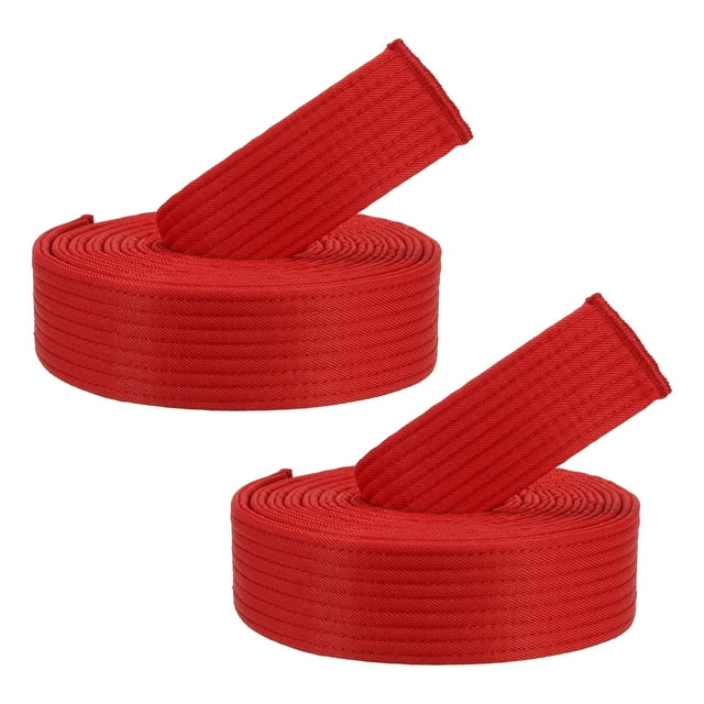 Unique Bargains Ceintures de Classement Colorées Taekwondo 8.5 Pieds, Polyester / Coton Hommes Femmes Pro pour Compétition, Rouge 2 Pack