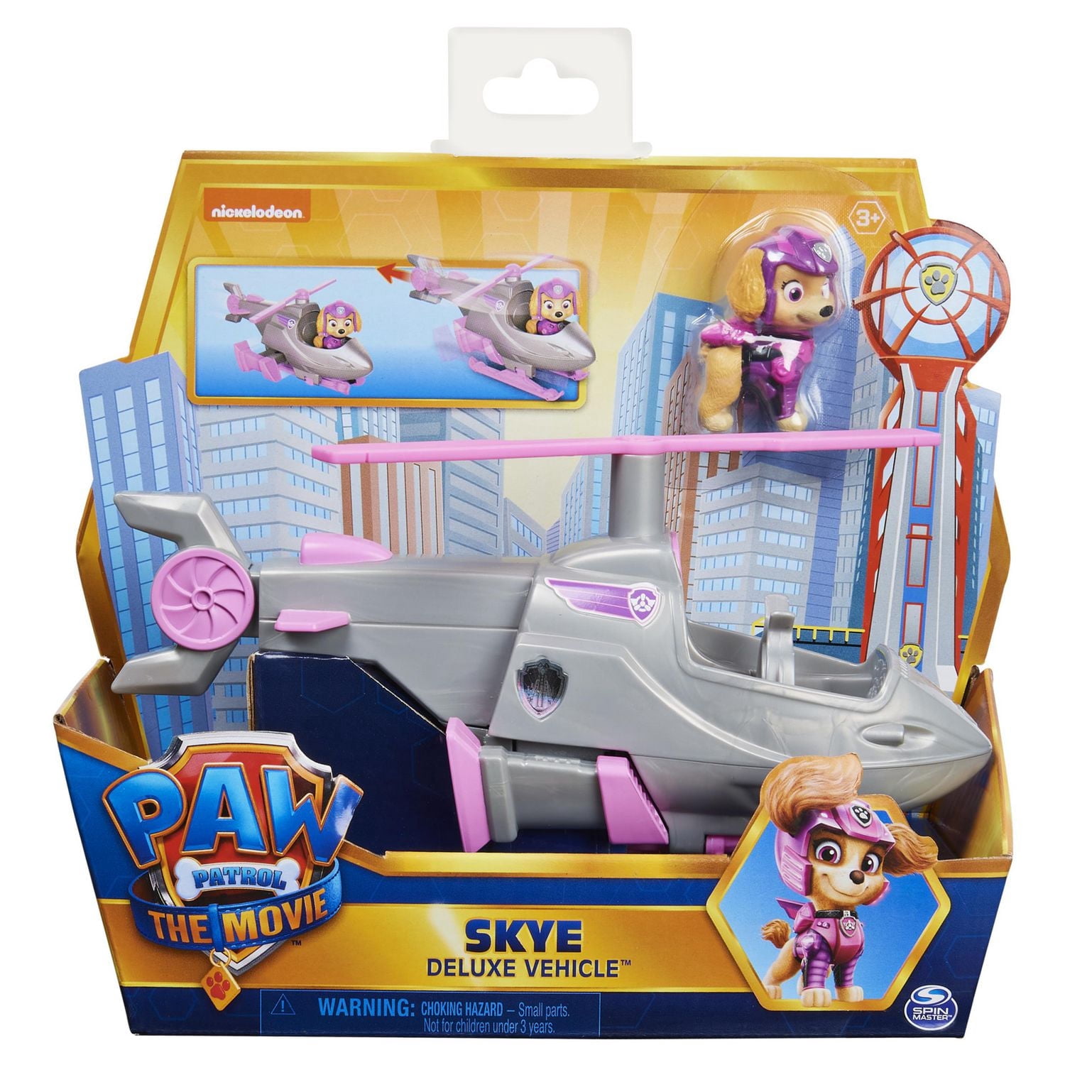PAW Patrol, Skye’s Deluxe Movie Transforming Toy Car with Collectible Action Figure, Kids Toys for Ages 3 and up