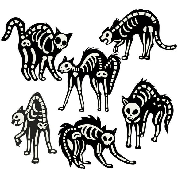 Birdeem Halloween Decorations Outdoor,Outdoor Halloween Decorations,Halloween Glows-In-The-Dark Outdoor Courtyard Skeleton Cats Holiday Atmospheres Decoration,Skeleton Halloween Decoration