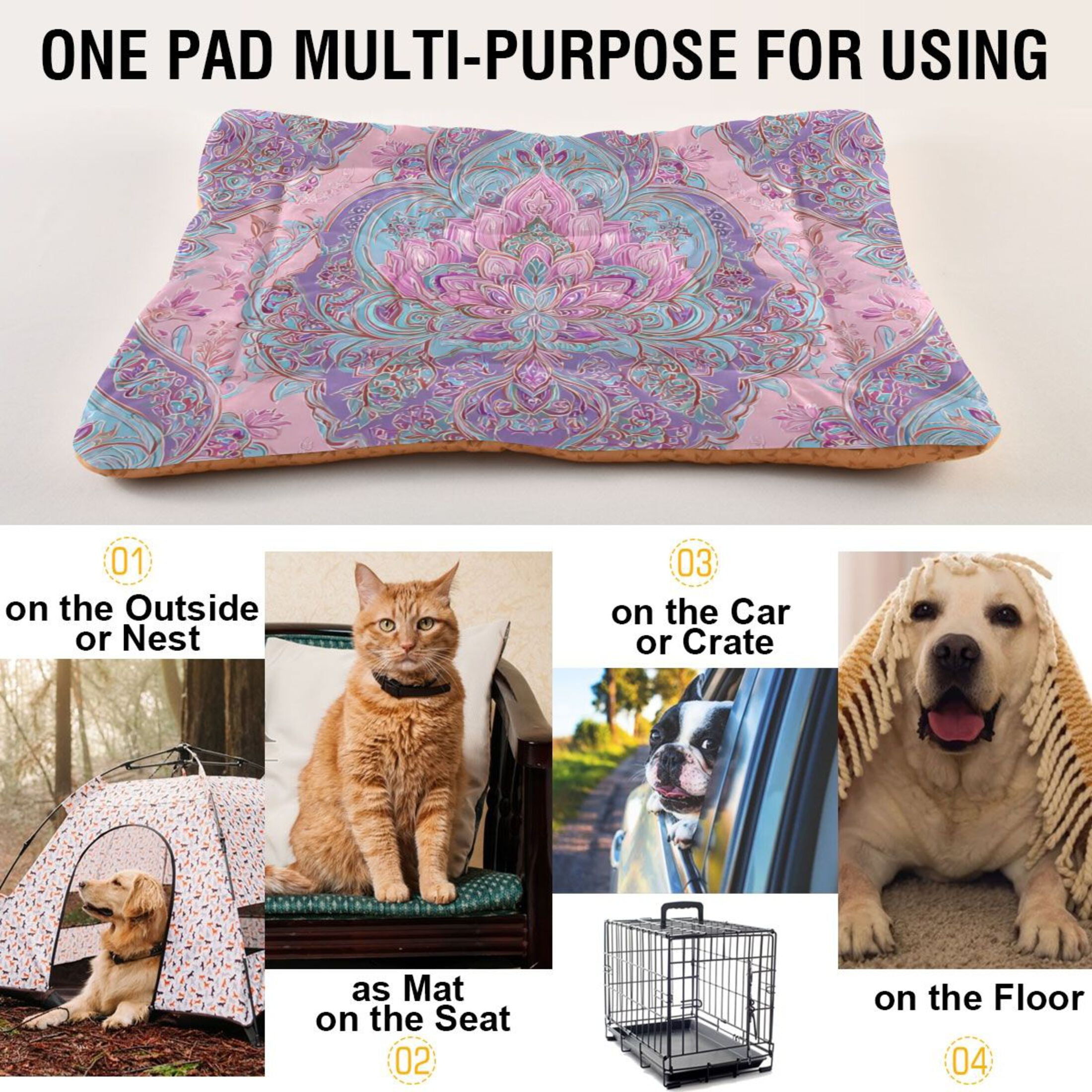 Cozy Mat Pet Bed Indoor Outdoor Warm Soft For Cat Dog Puppy(S/M) Intricate Design