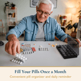thumbnail image 3 of ComfiTime Pill Organizer – 28-Day Large Monthly Pill Case, Once-a-Day (Daily), Includes 4 Weekly Travel Pill Boxes/Containers, Pill Dispenser/Reminder for Medication, Supplements and Vitamins, Black, 3 of 12