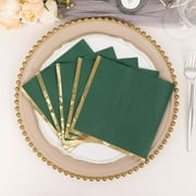 Efavormart 50 Pack | 2 Ply Soft Hunter Emerald Green With Gold Foil Edge Party Paper Napkins, Dinner Cocktail Beverage Napkins