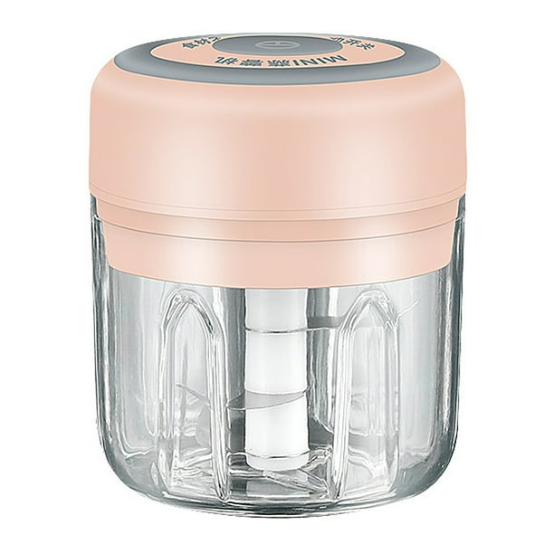 Mini molinillo de ajo picador de ajo eléctrico inalámbrico licuadora de frutas y verduras utensilios Tomshoo Rosa/250ml