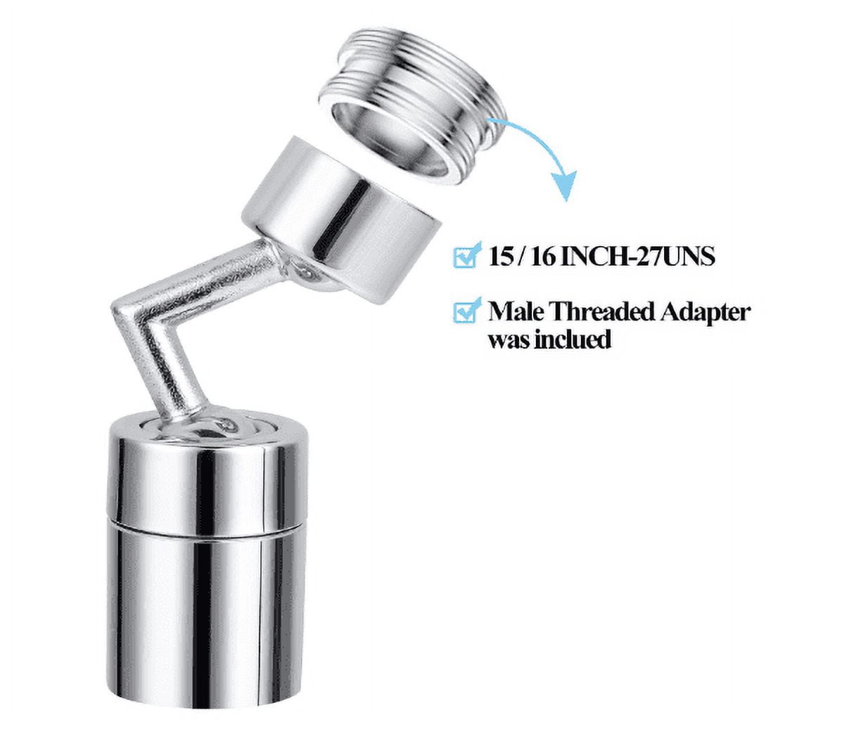 LNKOO Litthing Universal Splash Filter Faucet, 720° Rotate Faucet Aerator Sink Movable Tap Head, Leakproof Design with Double O-Ring for Kitchen Bathroom Tool Accessories