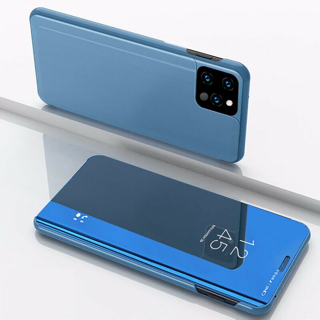 EGNMCR Étui Intelligent en Cuir à Rabat avec Miroir à Vision Claire pour Téléphone 12/12 Pro 6,1 Po ca-se