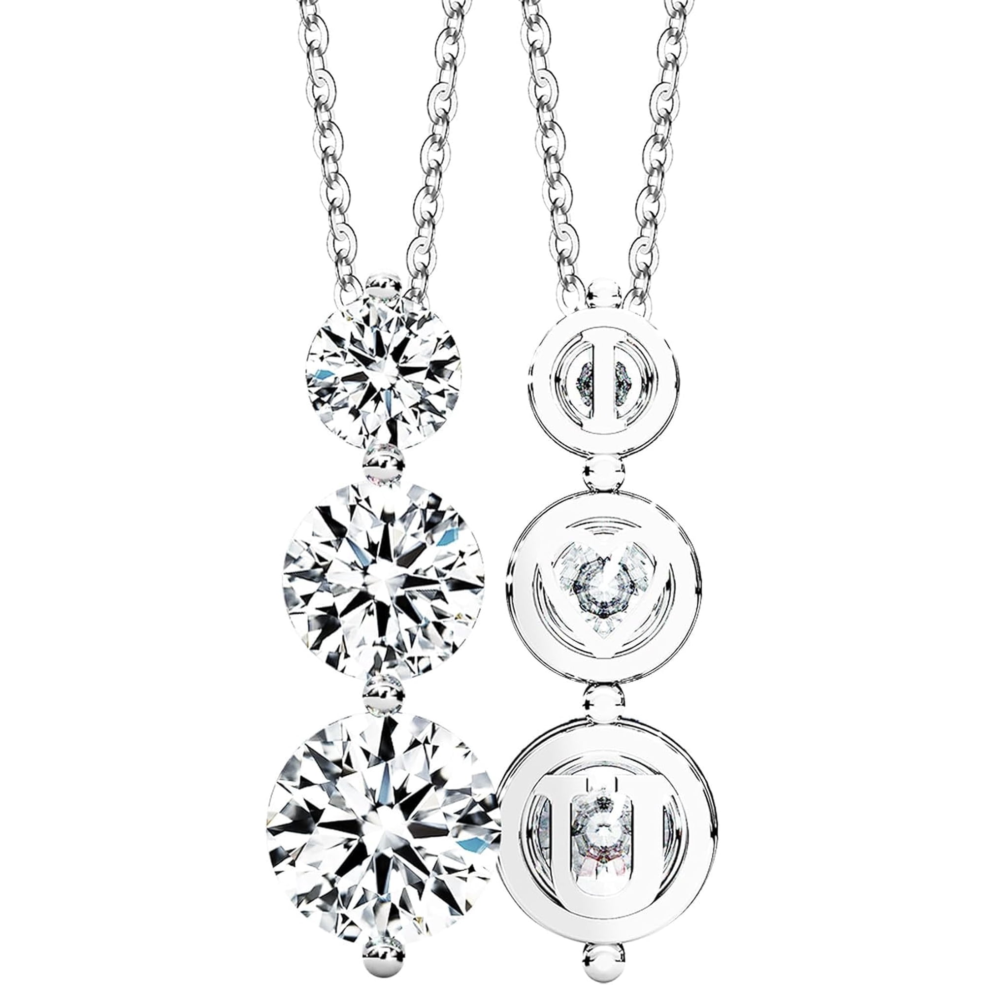 Moissanite Necklace for Women Three-Stone Trilogy Pendant I Love You Sterling Silver Lab Created Gem Jewelry for Her Gift for Wedding Anniversary Birthday to My Wife Daughter Girlfriend Mom Majestic