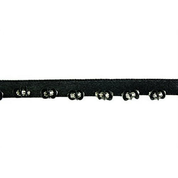 Altotux 3/8" Beaded Ribbon Trim with Glass Beads Sequins Blue Green Black by Yard (Black)