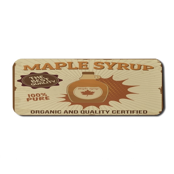 Retro Computer Mouse Pad, Maple Syrup Ad with Grunge Effect Worn out Background with Stripes, Rectangle Non-Slip Rubber Mousepad Large, 31" x 12" Gaming Size, Pale Brown Beige, by Ambesonne