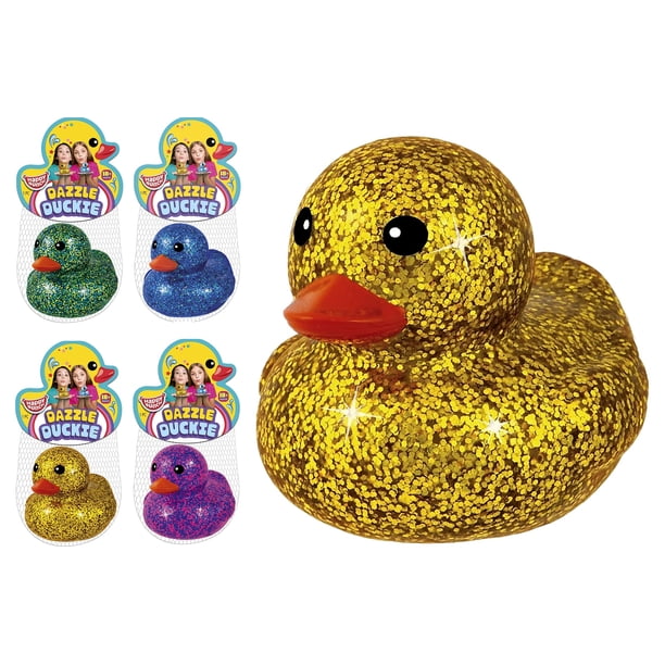 Juego de 4 patos gigantes de goma Bath Toys JA-RU con purpurina, 18 cm