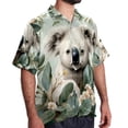 thumbnail image 2 of Koala Men's Short Sleeve Button Down Poplin Hawaiian Shirt for Summer Beach, Casual Printed Unisex Style, 2 of 6