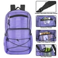 thumbnail image 3 of Deluxe See Through Mesh Multipocket Bungee Cord Backpack for School, Work, Sports, Gym, Travel, Recreation & Commuting in Lavender, 3 of 7