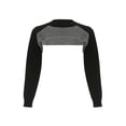thumbnail image 4 of SAYOO Women Knit Shrug Tops Casual Contrast Color Round Neck Long Sleeve Crop Tops Streetwear Clubwear, 4 of 9
