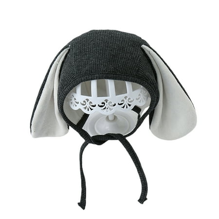 

Newborn Baby Hats Solid Casual Cute Rabbit Ears Decoration Grid Texture Plush Bandage Hat for Fall Winter