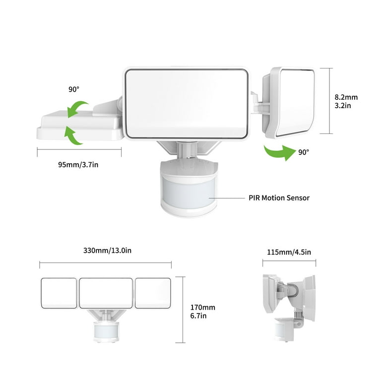 3-Head Security Light, 4000 Lumens, 180° Motion Sensor, 120V photo 7