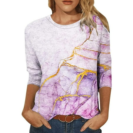 

Sleep Shirts for Women plus Size Women Fashion Print Splice Round Neck Long Womens Compression Cold Gear