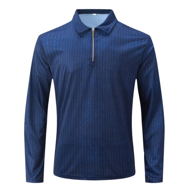 Blusa y camisa de manga larga con cuello vuelto para hombre, estilo informal de negocios, de moda, con media cremallera y manga larga con cuello vuelto para hombre.