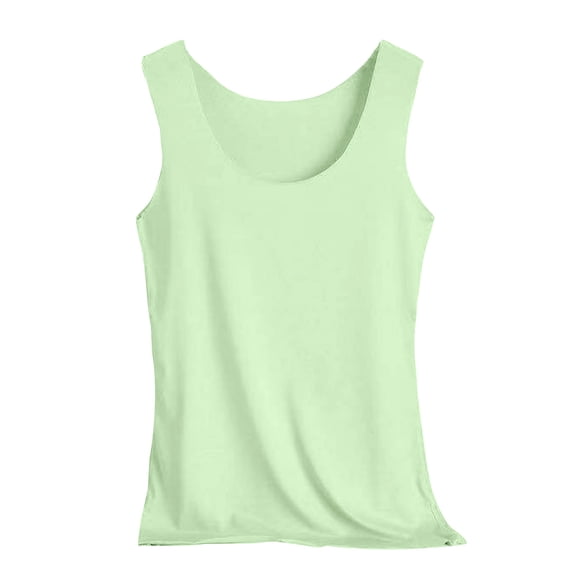SCSAlgin Women's Ice Silk Seamless Vest Basic Sleeveless O Neck Racer Tank Thin Shirt Yoga Vest Undershirt