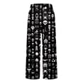 thumbnail image 5 of Fiaer,Womens Oversized Baggy Trousers,High Waist Stretch Printed Lounge Pants for Women,Women's Casual Trendy Straight Leg Slacks with Pockets Black XXL, 5 of 5