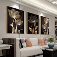 thumbnail image 4 of Modern Abstract Black Golden Flower Luxury Wall Art Canvas Painting Art, 3pcs , For Living Room Cuadros Decor, No Frame, 15.7*23.6in/40cm*60cm, 4 of 4