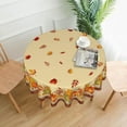 thumbnail image 3 of Fall Thanksgiving Round Tablecloth 60 Inch, Pumpkin Fallen Leaves Table Cloth for Autumn Rustic Farmhouse Kitchen Decor, Wipeable Polyester Fabric Table Cover for Holiday Party, 3 of 6