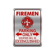 Firefighter Metal Signs for Your House Novelty 12 x 9 Metal Signs Firemen Only Metal Signs for Home for Outdoor and Indoor DecorTin Signs for Fire Fighters Funny Kitchen Signs for Firefighters