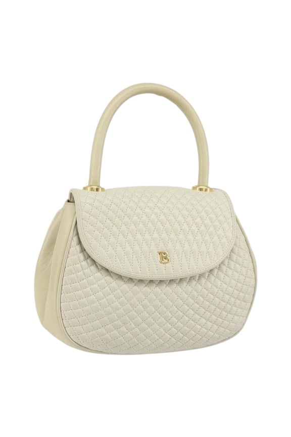 Pre-Owned Bally Vintage Handbag Quilted Leather White Leather Handbag