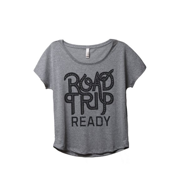 Thread Tank Road Trip Ready Women's Relaxed Slouchy Dolman T-Shirt Tee Heather Grey Small